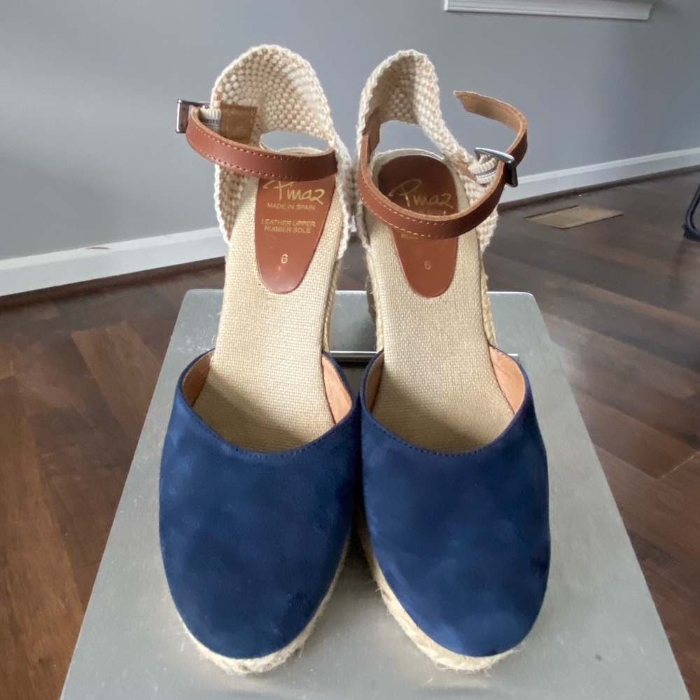 Pimaz Navy Suede Espadrille Wedge - Picture 2 of 5